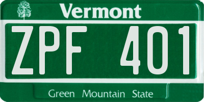 VT license plate ZPF401