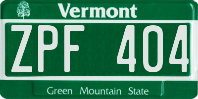 VT license plate ZPF404