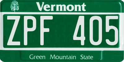 VT license plate ZPF405