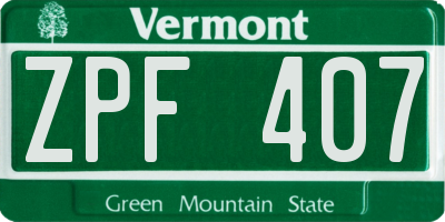 VT license plate ZPF407