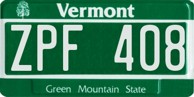 VT license plate ZPF408