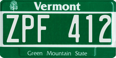 VT license plate ZPF412