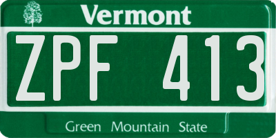 VT license plate ZPF413