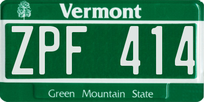 VT license plate ZPF414