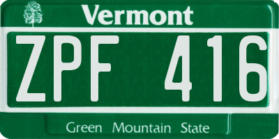VT license plate ZPF416