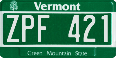 VT license plate ZPF421