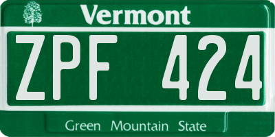 VT license plate ZPF424