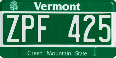 VT license plate ZPF425
