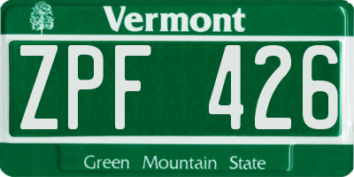 VT license plate ZPF426
