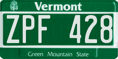 VT license plate ZPF428