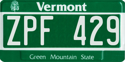 VT license plate ZPF429