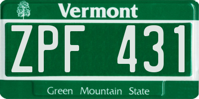 VT license plate ZPF431
