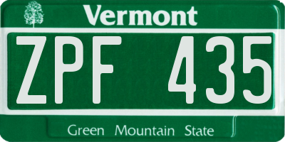 VT license plate ZPF435