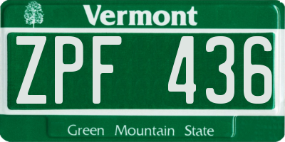 VT license plate ZPF436