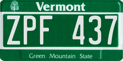 VT license plate ZPF437