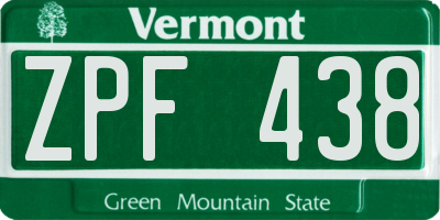 VT license plate ZPF438