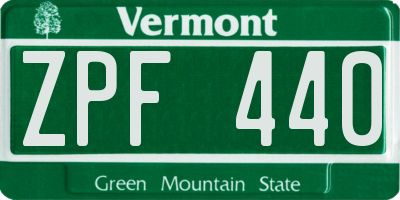 VT license plate ZPF440
