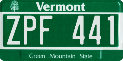 VT license plate ZPF441