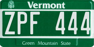 VT license plate ZPF444