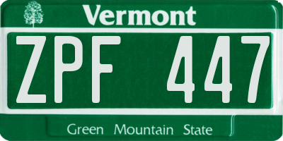 VT license plate ZPF447