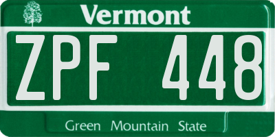 VT license plate ZPF448