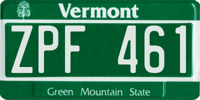 VT license plate ZPF461