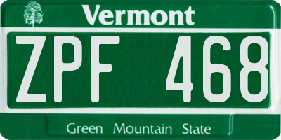 VT license plate ZPF468