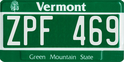 VT license plate ZPF469