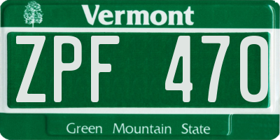 VT license plate ZPF470