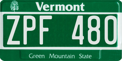 VT license plate ZPF480