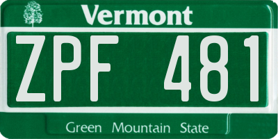 VT license plate ZPF481