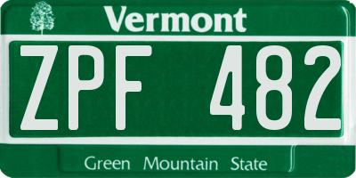 VT license plate ZPF482
