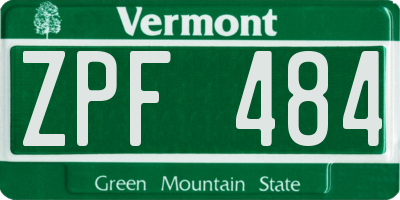 VT license plate ZPF484