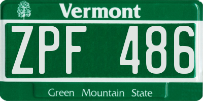 VT license plate ZPF486