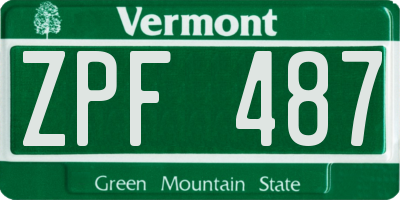 VT license plate ZPF487