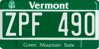 VT license plate ZPF490
