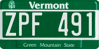 VT license plate ZPF491