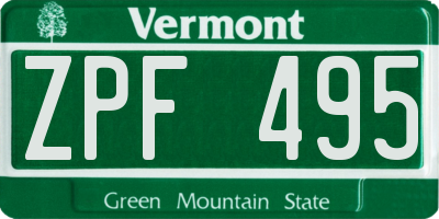 VT license plate ZPF495