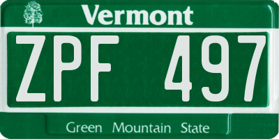 VT license plate ZPF497