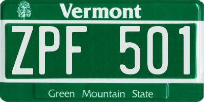 VT license plate ZPF501