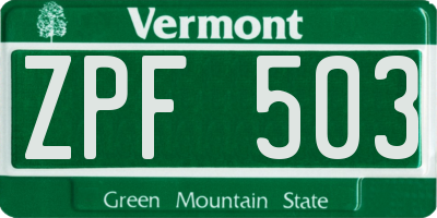 VT license plate ZPF503