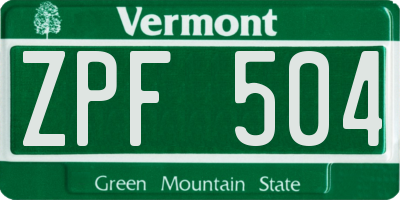 VT license plate ZPF504