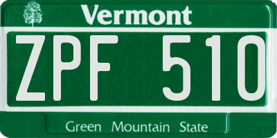 VT license plate ZPF510