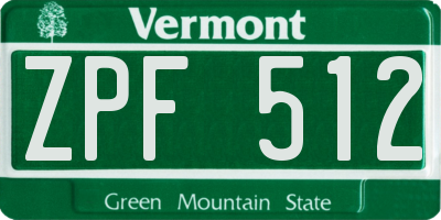 VT license plate ZPF512