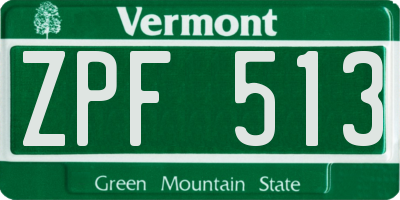 VT license plate ZPF513
