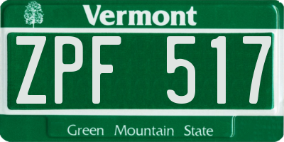 VT license plate ZPF517