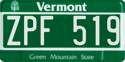 VT license plate ZPF519