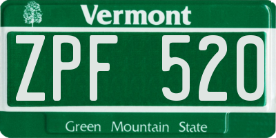 VT license plate ZPF520