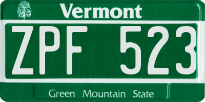 VT license plate ZPF523