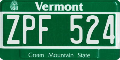 VT license plate ZPF524